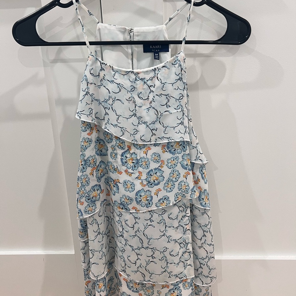 Kaari Blue Floral Spaghetti Strap Top